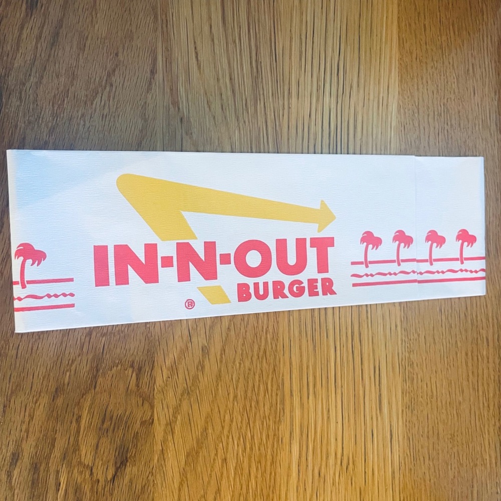 In-N-Out Burger Paper Service Hat Adjustable Uniform Cap White Red Yellow Logo